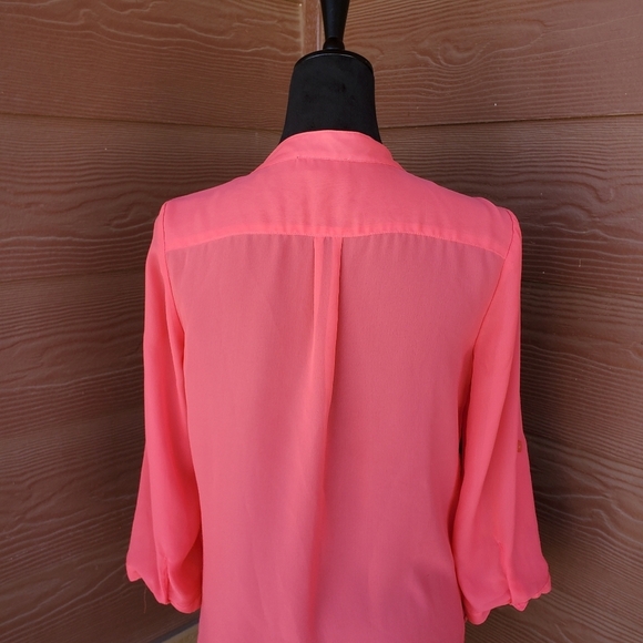 A. Byer Women's Coral Pink 3/4 Sleeve Blouse Size Medium EUC - Picture 11 of 14